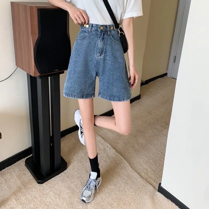 Женские свободные джинсовые шорты BRIDGEWATER прямые широкие брюки с высокой талией в