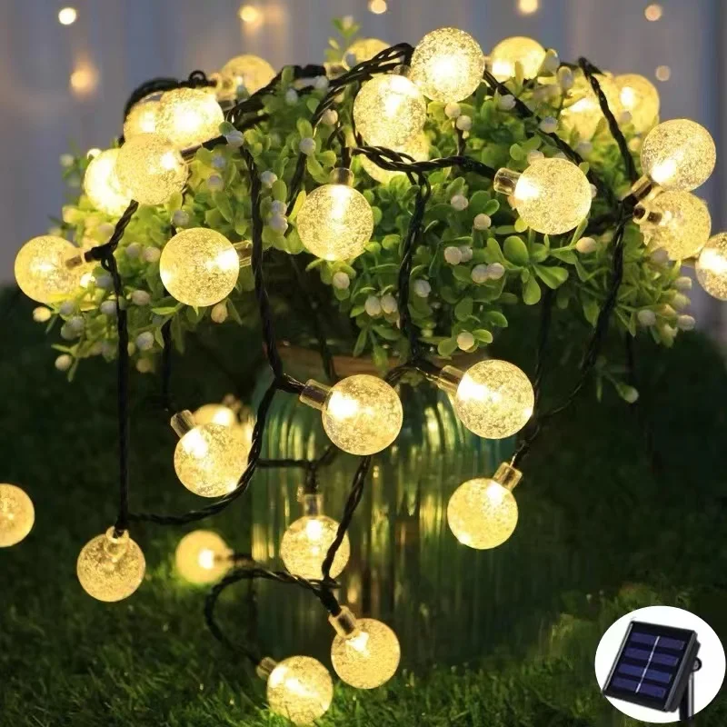 

Solar Small Lantern String Garden Villa Courtyard Discoloration Colorful Flashing Outdoor Waterproof Bubble Ball Decorative Lamp
