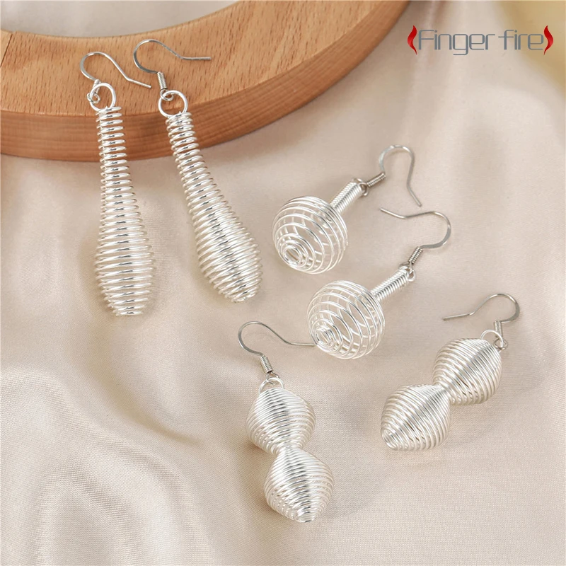 

Trendy Silver color Geometric Coil Spring Earrings Personalized Party Ornaments