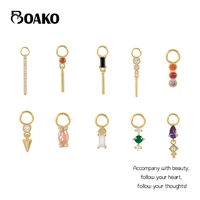 boako diy s925 silver rainbow zircon pearl rivets star drop earring pendant accessories for woman brinco femme jewelry gifts