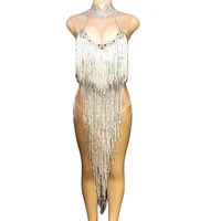 sparkly diamonds sleeveless bodysuits glitter skinny stretch latin dance stage wear evening prom jumpsuits nightclub costumes