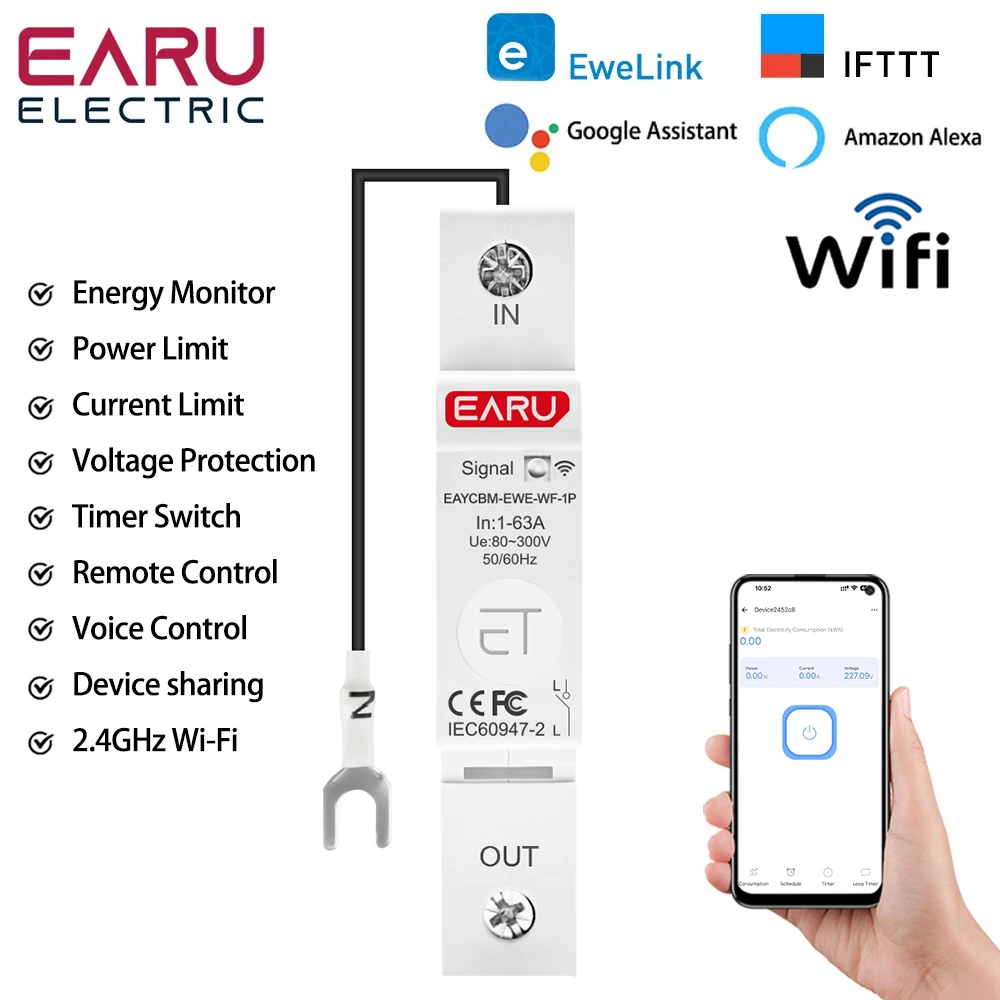 

EARUELECTRIC Умный счетчик энергии 1P WIFI