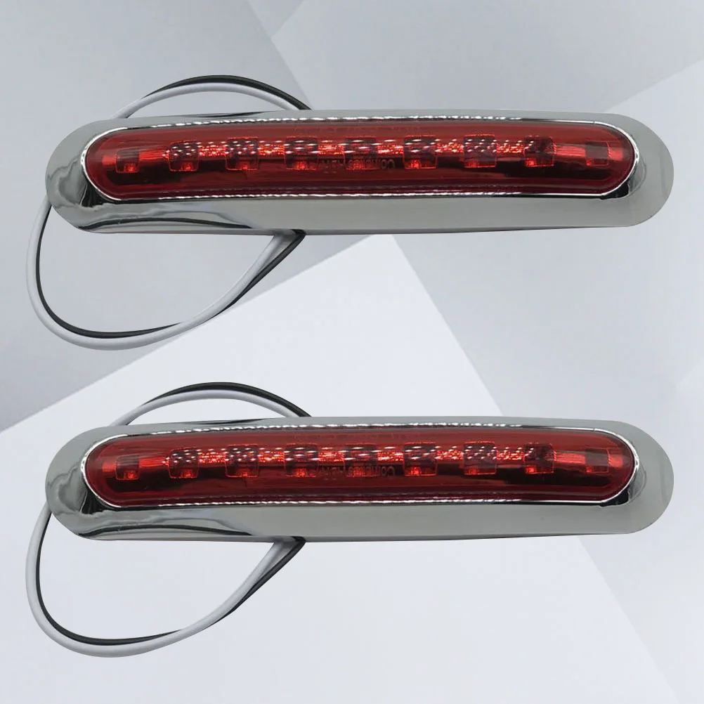 

1 Pair 10-30V 9 LEDs Electroplate Side Marker Lights Waterproof Indicator Lamps for Truck Trailer Caravan (Red)