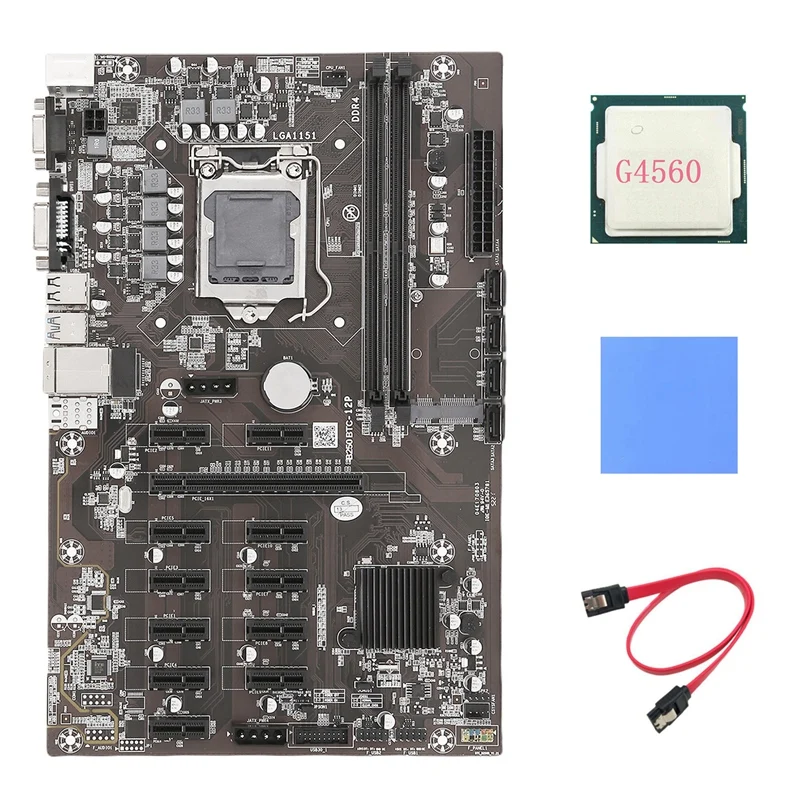 Материнская плата B250B ETH для майнинга + процессор G4560 термоподушка кабель SATA LGA1151