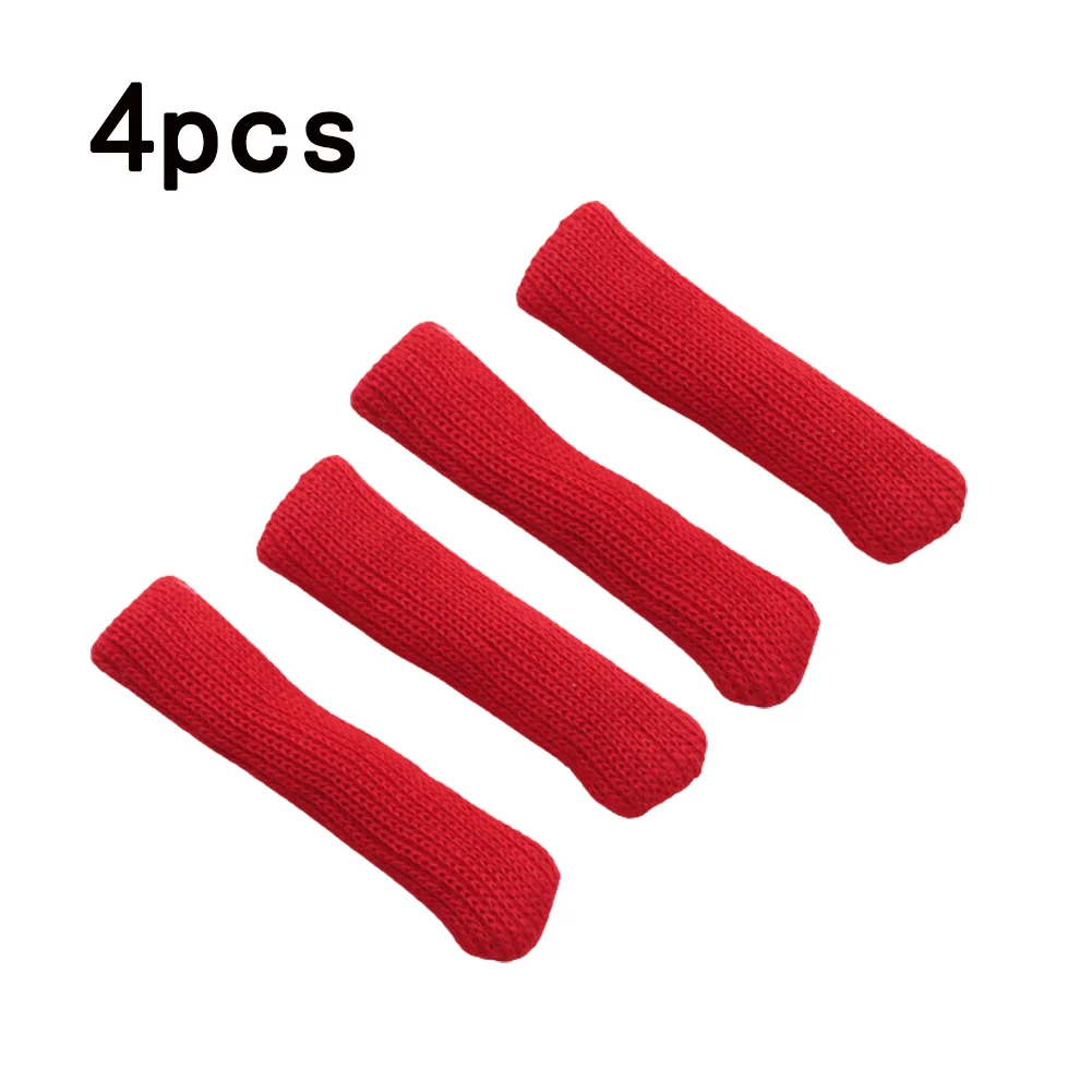 

4pcs 11*3cm Door Handle Cover Winter Not Frozen Hands Plush Knitting Double Thickened Door Handle Protector Table Chair Foot Pad