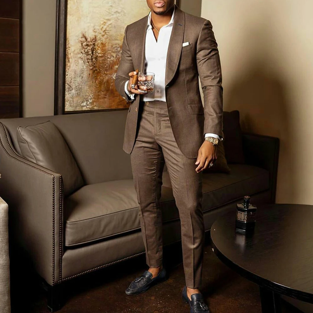 

Men Business Casual Wedding Party 2 Pieces Jacket Trousers Waistcoat Set Male Blazer Coat Pants Fashion Slim Fit Suits