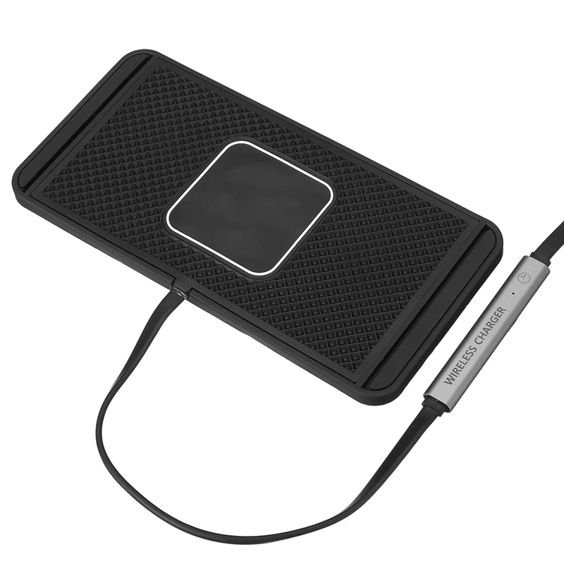 

Quality 10W 2In1 Non-Slip Silicone Mat Car Dashboard Holder Stand Fast Charging Qi Wireless Charger Dock Station Pad for iPhone