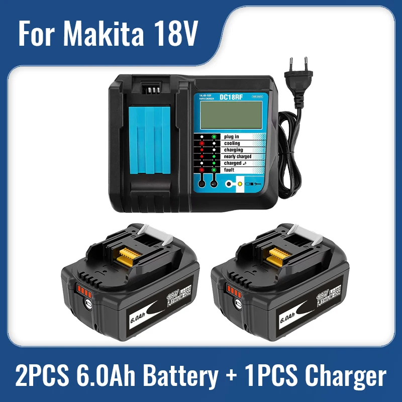 

100% new BL1860 Rechargeable Battery 18V 6000mAh Lithium ion for Makita 18v Battery BL1840 BL1850 BL1830 BL1860B LXT 400+Charger