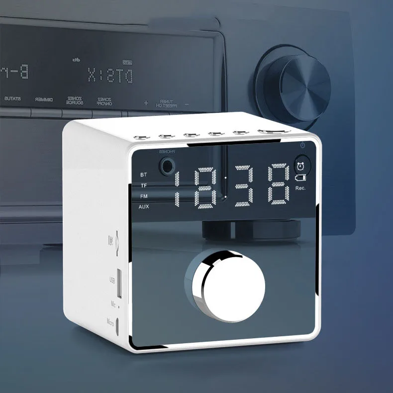 

Mirror Alarm Bluetooth Portable Speaker Tws Stereo LED Time Display Subwoofer HiFi Speaker Support One Button Recording