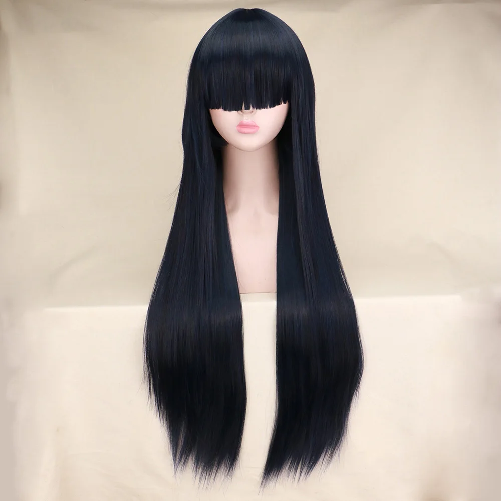 

Anime Hyuga Hinata Straight Hair Neat Bang Cosplay Hinata Hyuga wig Wig Heat Resistant Synthetic Hair Wigs + Free Wig Cap