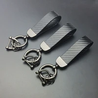 universal car keychain 360 degree rotating carbon fiber style leather car key rings holder bag pendant high grade for men women