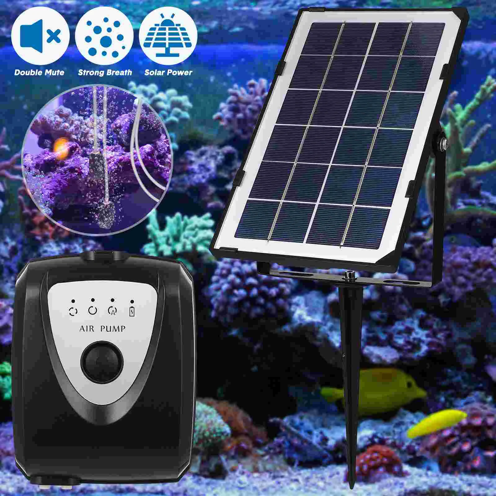 

Aquarium Air Pump Set Solar Air Pump Aquarium and Air Bubble Stones for Fish Tank