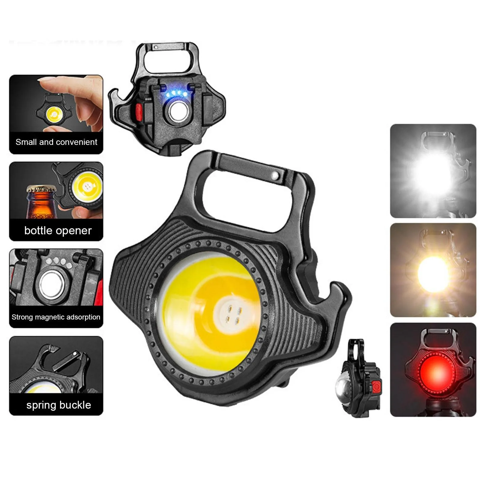 

USB Rechargeable Mini Lantern Portable Multi-function COB Floodlight Outdoor Keychain Light Aluminum Alloy Flashlight