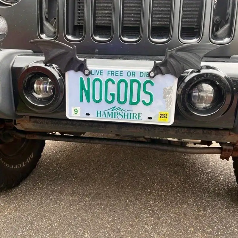 1 Пара Черных Декоративных Рам Для Номерных Знаков С Крыльями Летучей Мыши