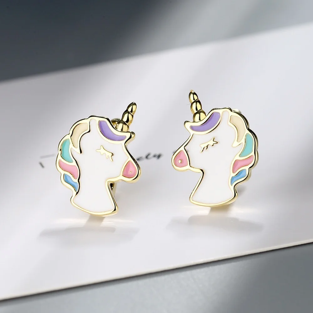 

2022 New Fashion Trend Women's Cute Simple Unicorn Earrings Ear Clips Girl Birthday Present Jewelry Accessories Free Shipping