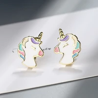 2022 new fashion trend womens cute simple unicorn earrings ear clips girl birthday present jewelry accessories free shipping