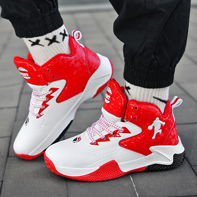 Kids Basketball Shoes Boys Sneakers Non-slip Child Trainer Basket Shoes Outdoor Leather Children Sport Shoes Size31-40