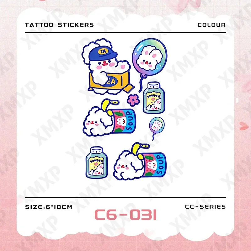 Очаровательная наклейка с татуировкой кролика из мультфильма водонепроницаемая