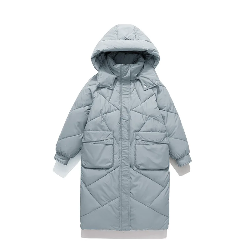 2022 Fashion Medium Long Hooded Loose And Versatile Warm Down Jacket New Women'S Trend Korean Winter Thickened Snow Wear Coat