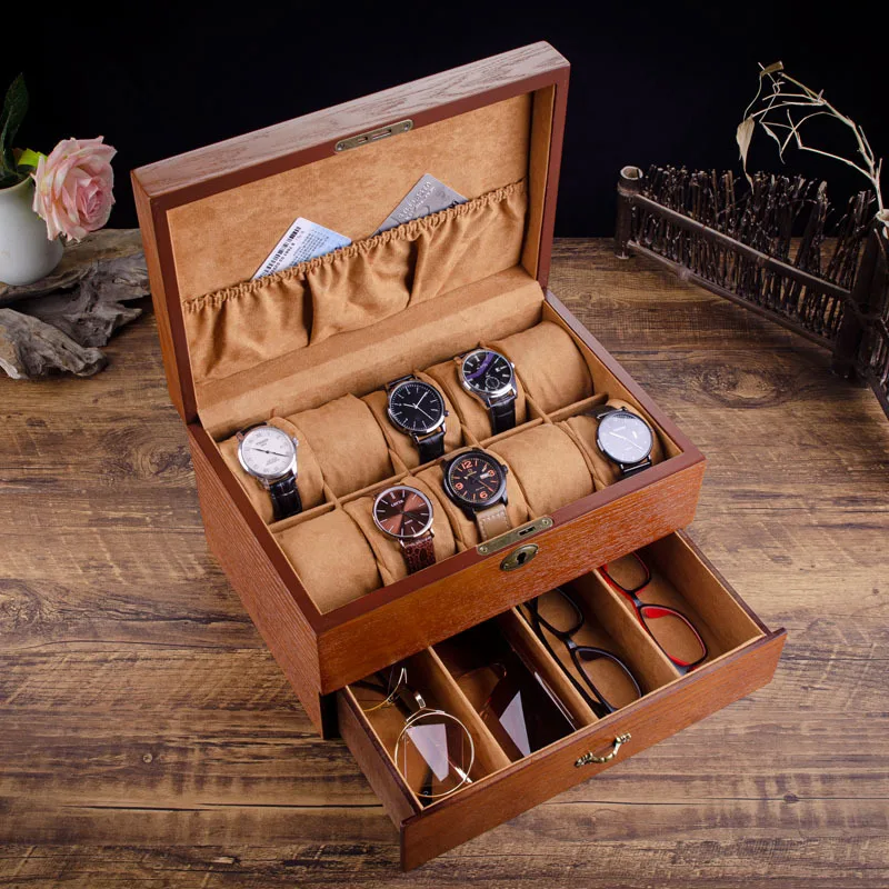 European-style watch bracelet glasses jewelry jewelry integrated storage display ring cufflinks box with lock collectors