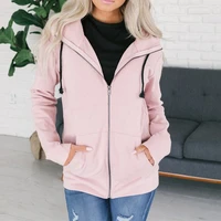 2021 new ladies zipper pocket sweatshirt casual hoodie jacket oversized sweatshirt autumn and winter warm jacket hooded coat