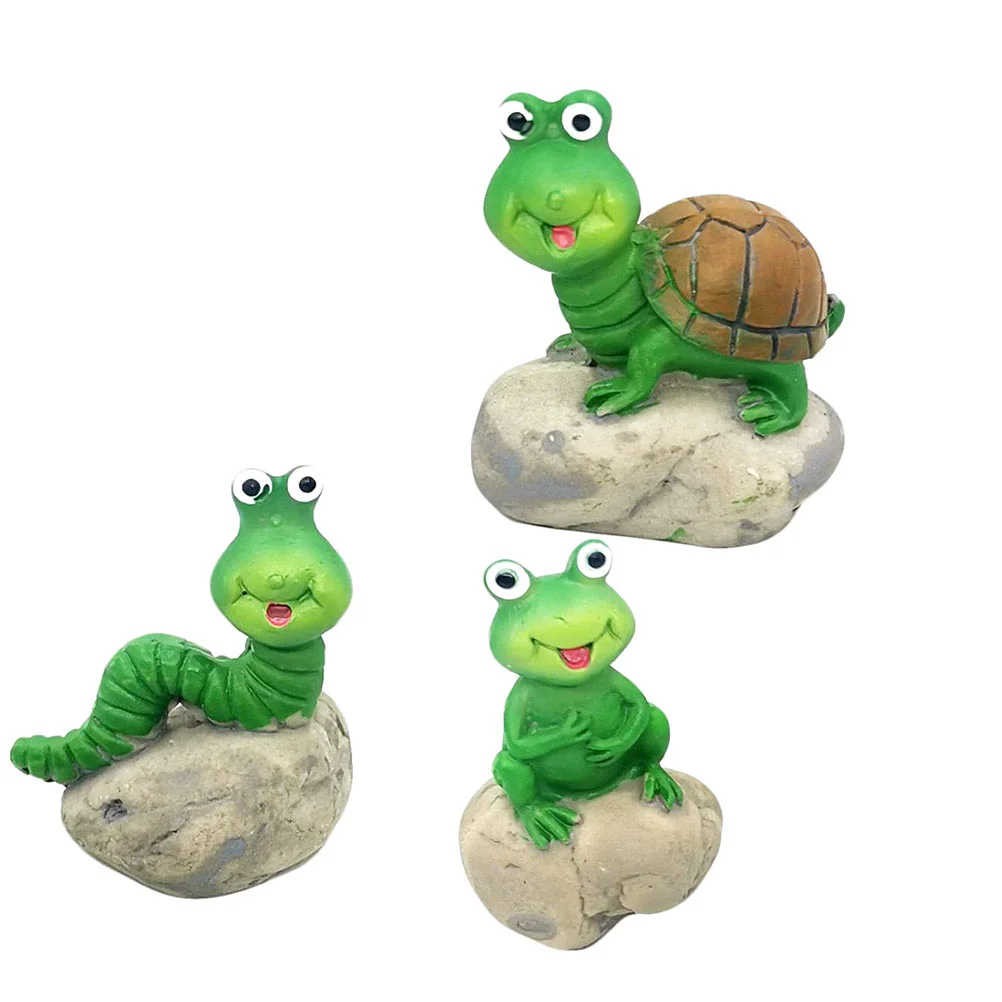 

3pcs Micro Landscape Frogs Decor Resin Frogs Adornment Bonsai Frogs Ornament