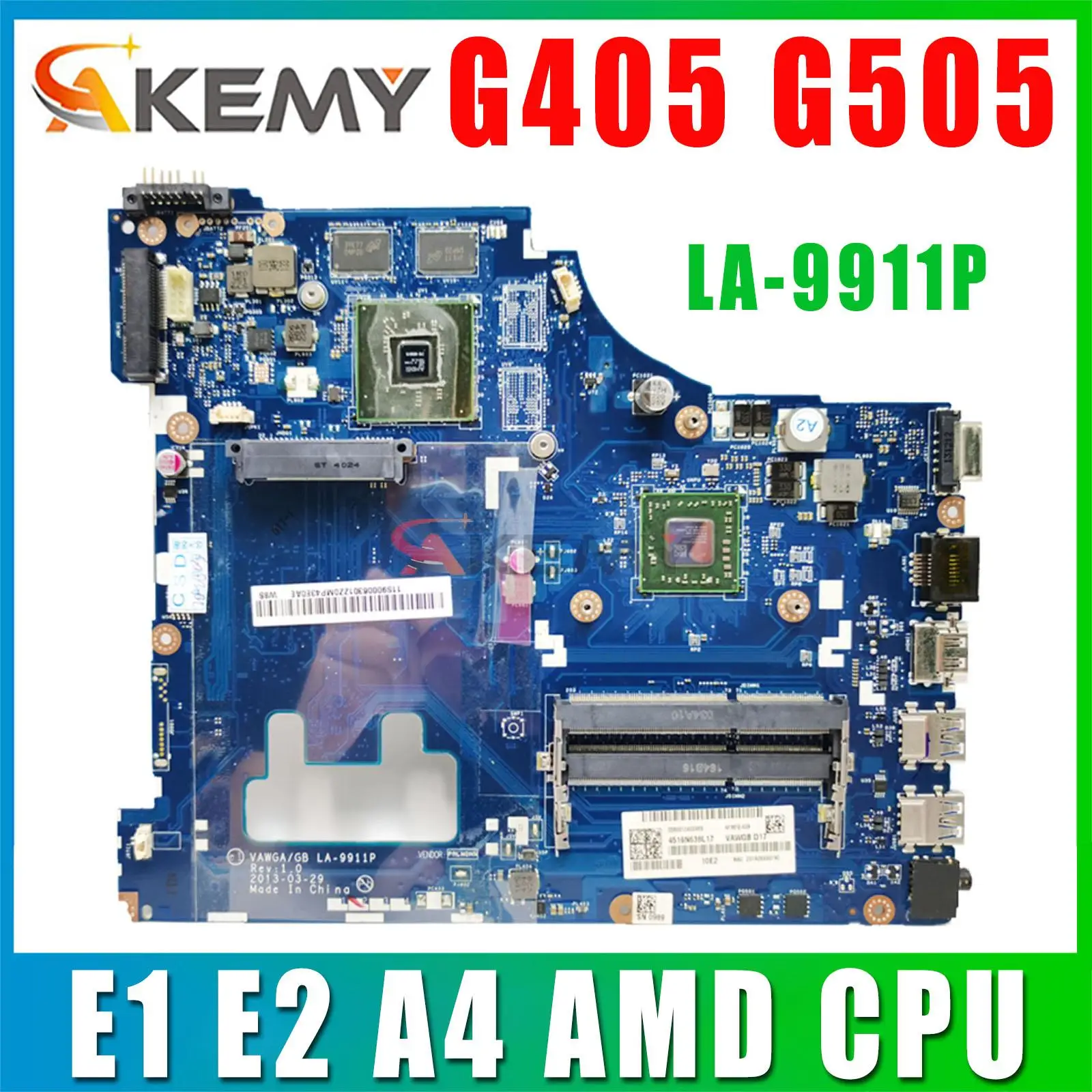 

VAWGA/GB LA-9911P motherboard.For Lenovo G405 G505 notebook motherboard With E1 E2 A4 AMD CPU .DDR3 100% test work