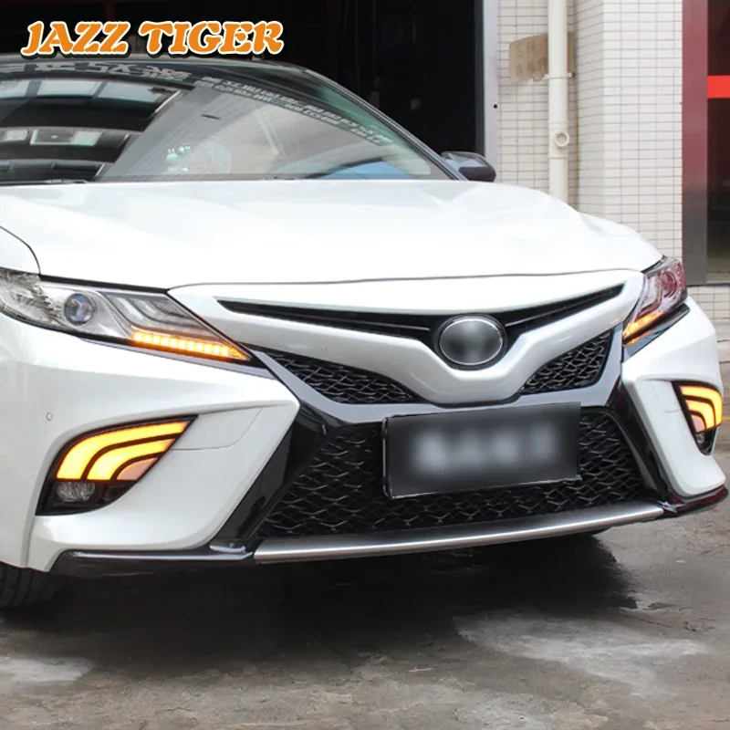 Светодиодные дневные ходовые огни для Toyota Camry 2018 2019 XSE SE авто гибкие Drl с