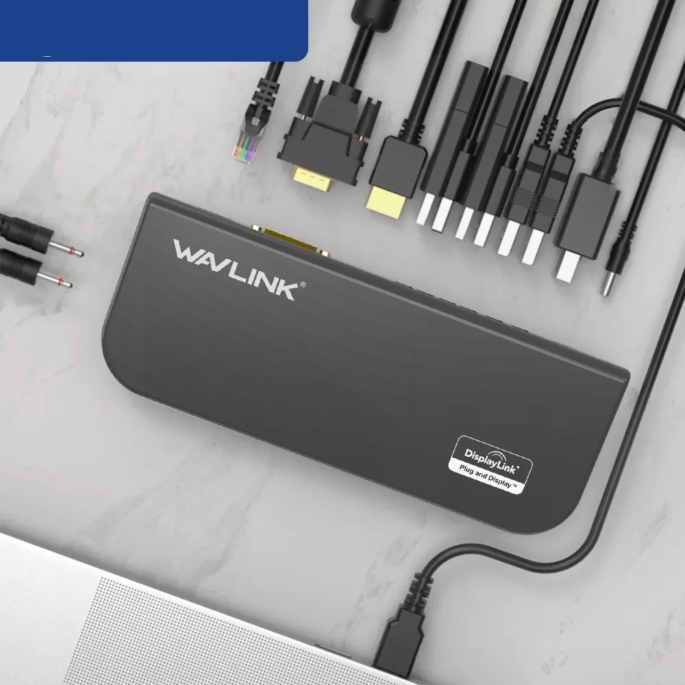 

2022 USB 3.0 Docking Station USB Hub Dual Video Display Monitor RJ45 Gigabit Ethernet Support 1080P DVI/HDMI-Compatible