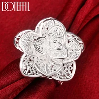 doteffil 925 sterling silver opening three tiered flower ring for woman fashion wedding engagement party gift charm jewelry