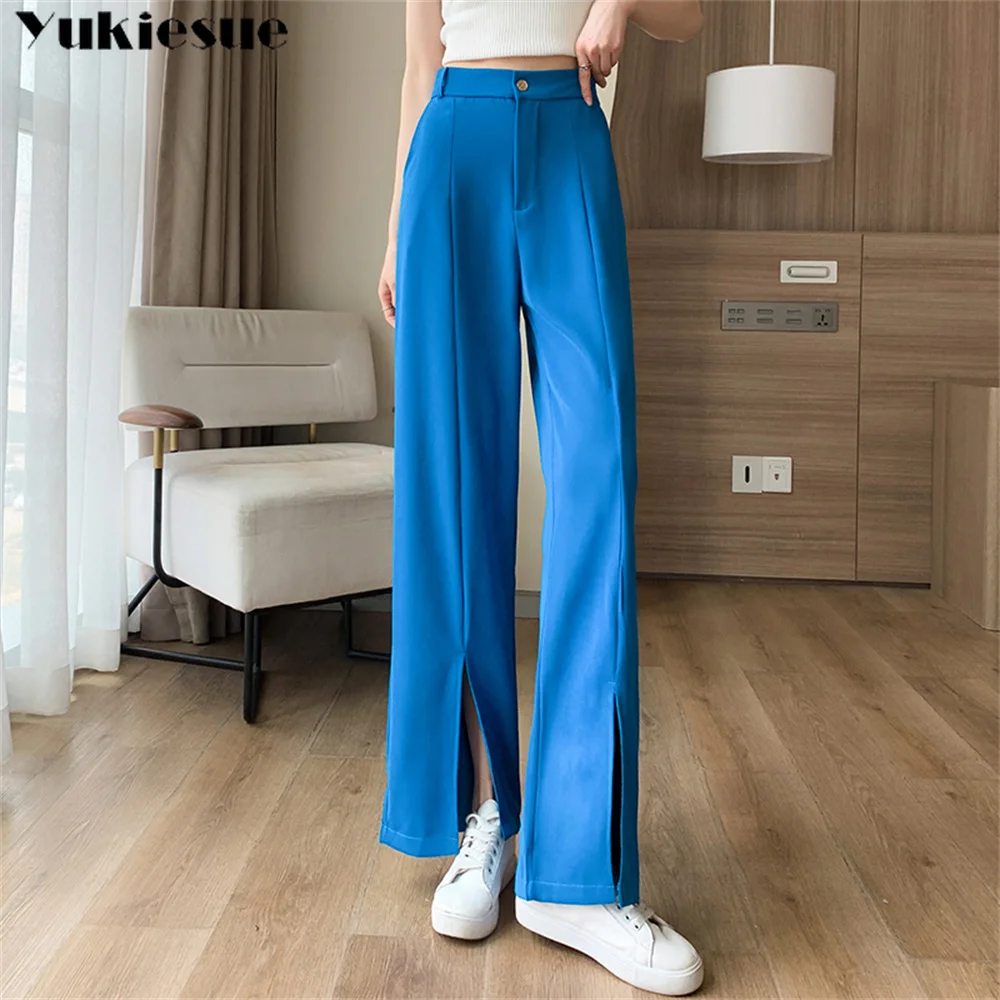 harajuku streetwear summer split up high waist Women's wide leg Capris suit  pants for women baggy straight pants woman trousers - купить по выгодной  цене | AliExpress