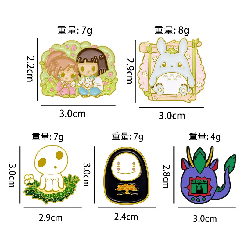 Japanese Anime Movie Enamel Pins Cartoon Chihiro Haku No Face Man Totoro Brooches Bag Lapel Badges Jewelry Gift for Kids Friends images - 6