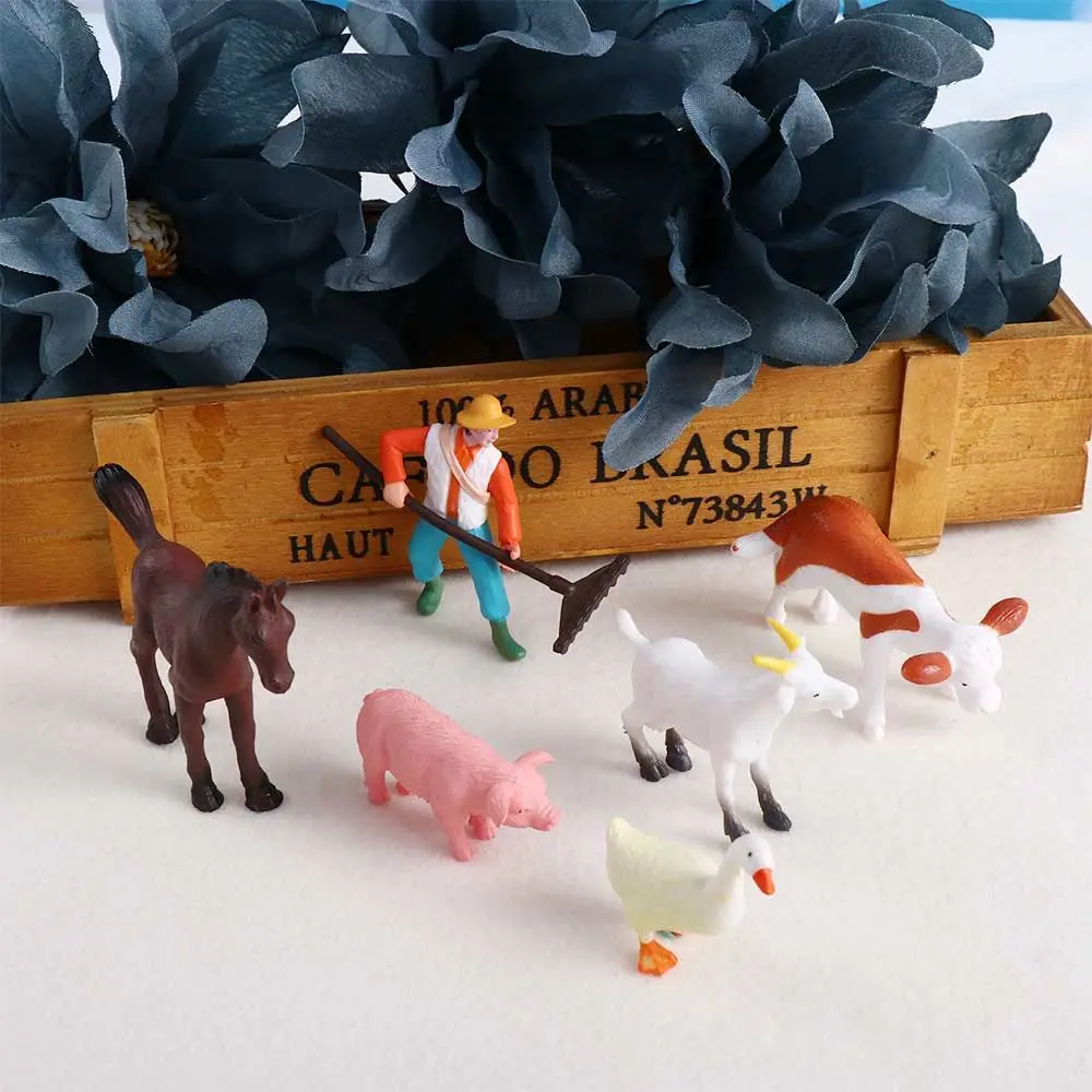 

Cow Goat Pig Farmland Worker Home Decor Crafts Micro Landscape Figurines Fairy Garden Ornaments Miniatures