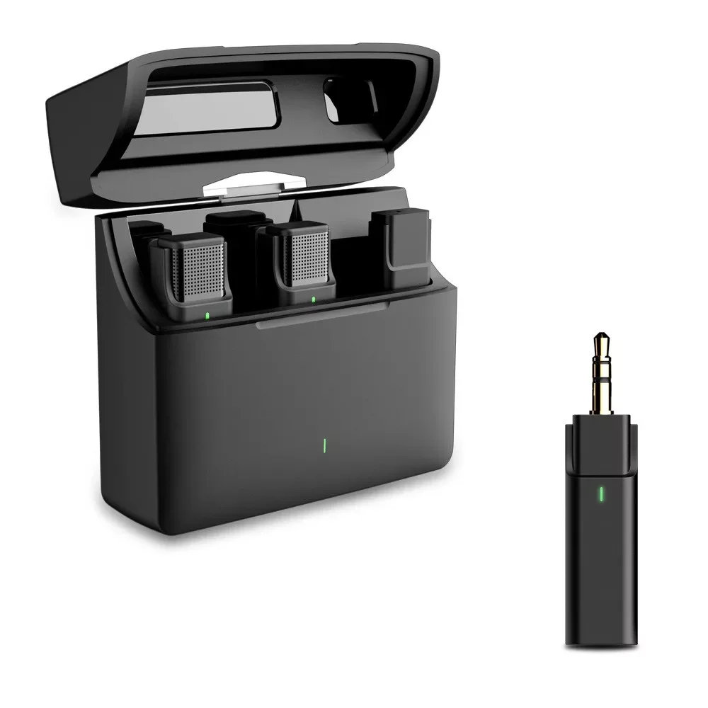 

3.5mm Wireless Lavalier Microphone with Charging Compartment 300m Range Recording Vlog Youtube Live for iPhone Android EP033A