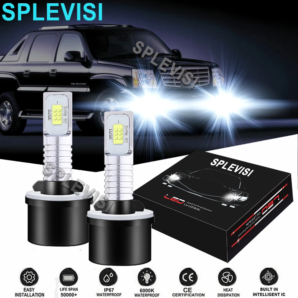 

2PCS Car LED Fog Light Bulbs 6000K White Fit For Cadillac Escalade EXT 2002-2006 Cadillac DeVille 1998 1999 2000 2001 2002-2005