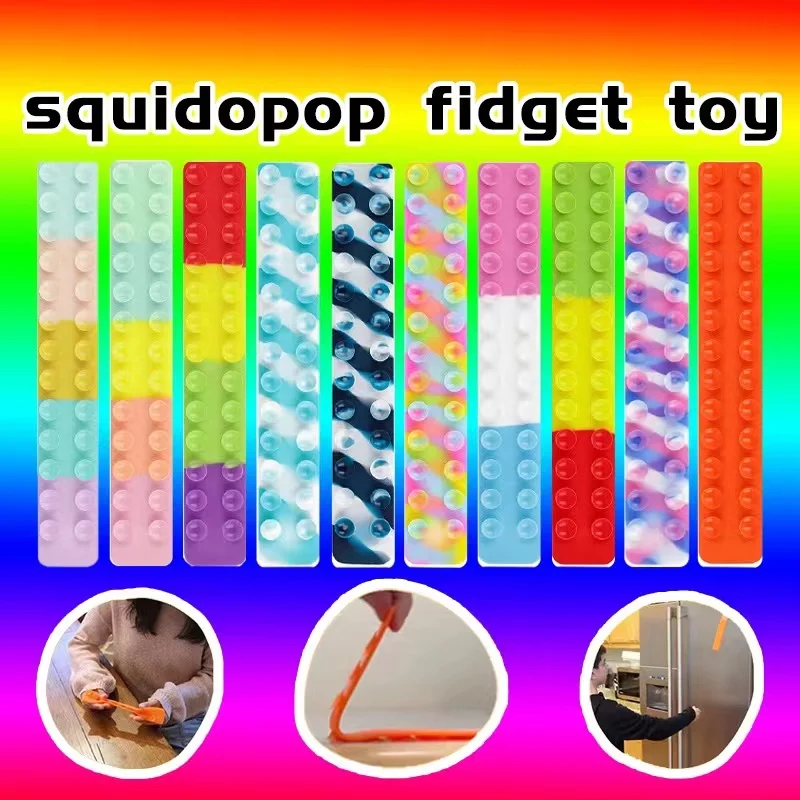 

Suction Cup Square Pat Pat Silicone Sheet Squidopop Fidget Toy Children Stress Relief Squeeze Toy Antistress Soft Squishy toy