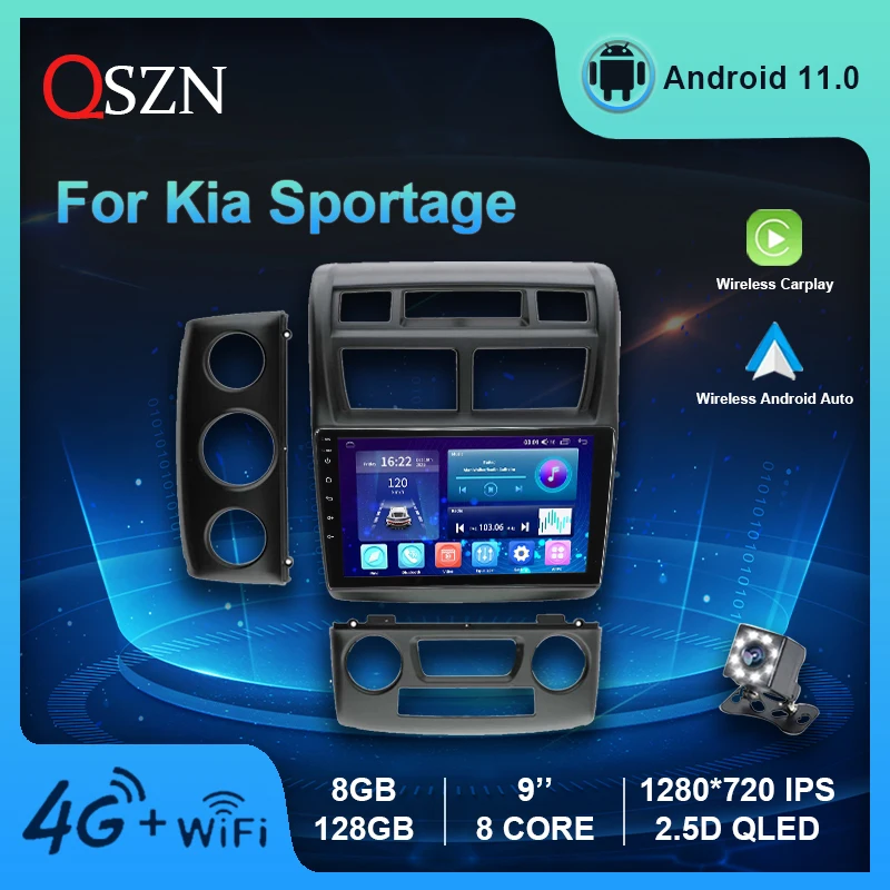 

QSZN For Kia Sportage 2 2008-2010 Car Radio 4G GPS WIFI Video Multimedia Player DSP Carplay+Auto 8 Core Android 11 Head Unit