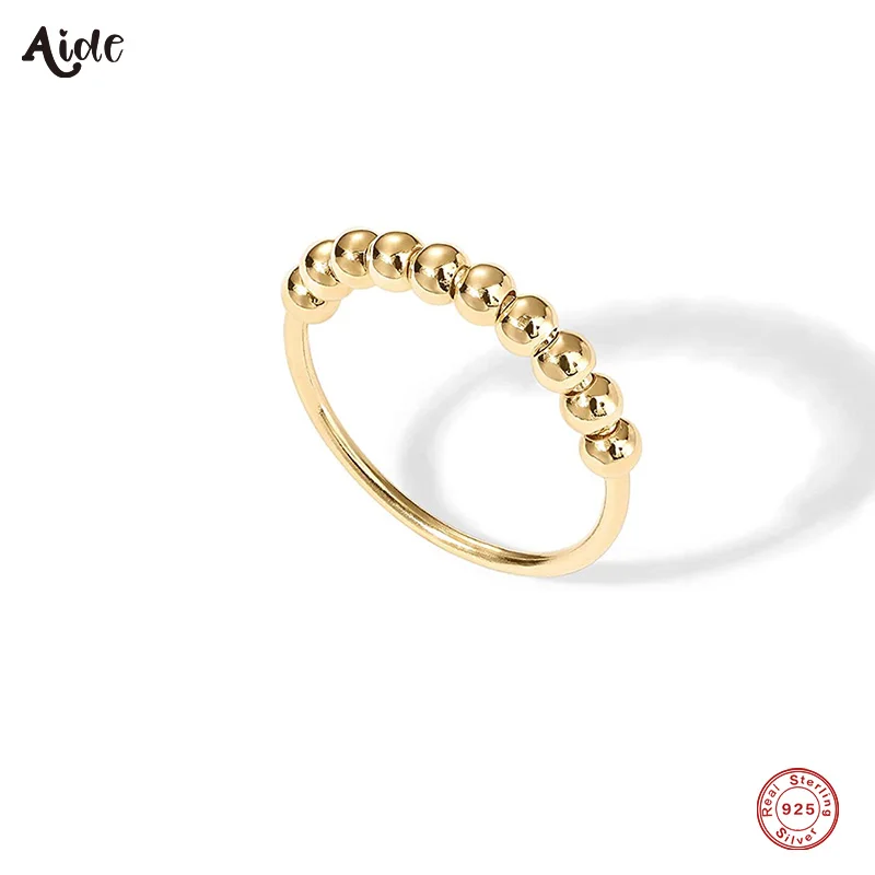 

Aide Rotating Circle 925 Sterling Silver Rings For Women Minimalist 18K Gold Rings Fine Jewelry Wedding Party Engagement Gifts