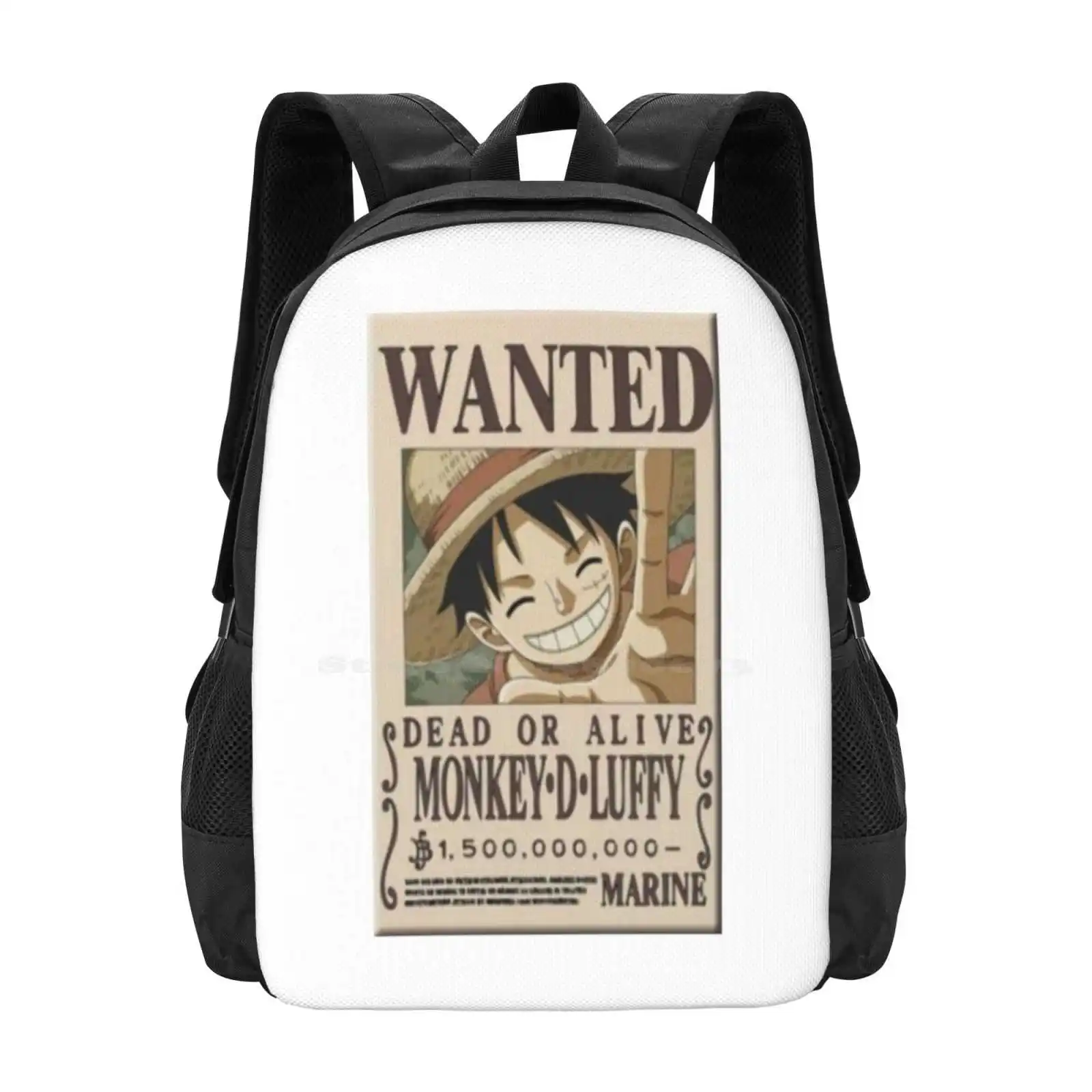 

Wanted New Arrivals Unisex Bags Student Bag Backpack Wanted Dead Or Alive Monkey D Luffy Manga Anime