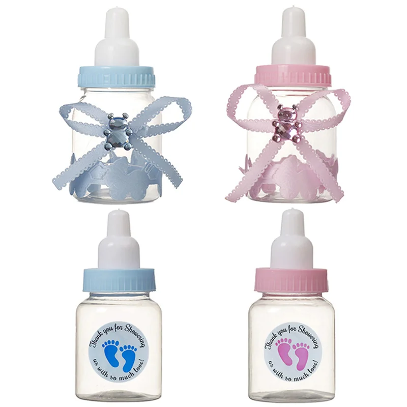 

Lovely Plastic Baby Pacifier Bottle mini Candy Box Baby Shower Gift Boxes Christeing Decoration Baptism Party Favors Gifts 12Pcs