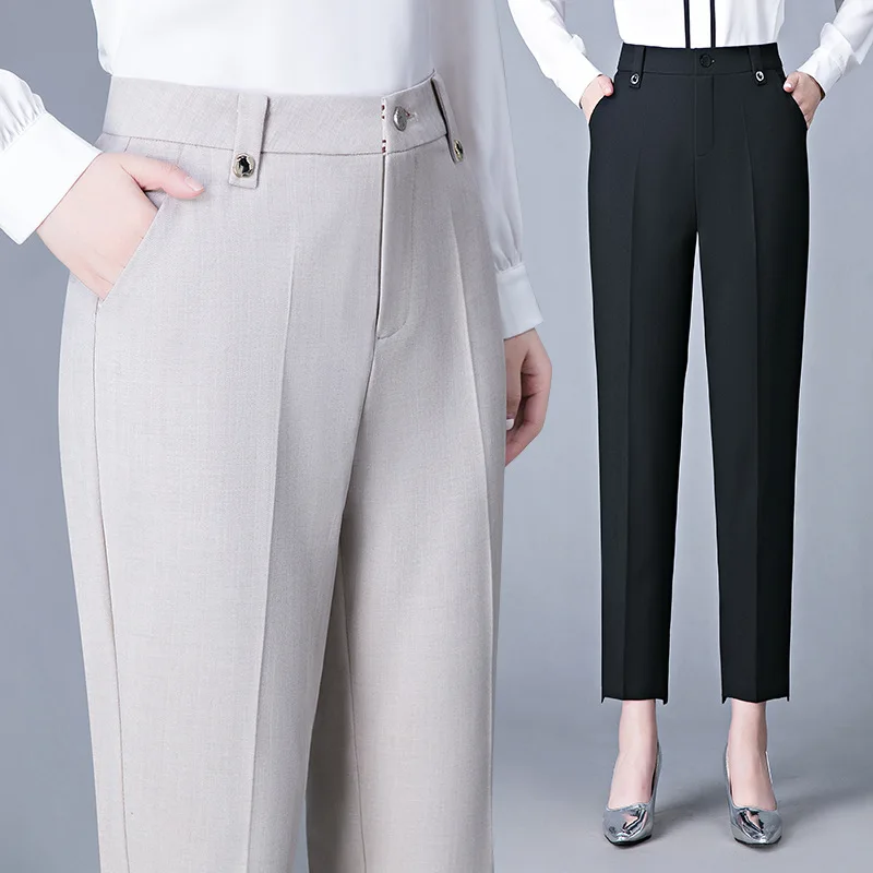 

Casual Pants Women's Spring 2022 New Herringbone Pattern Straight Tube Is Thin and Small Nine-point Cigarette Pants Suit Pants