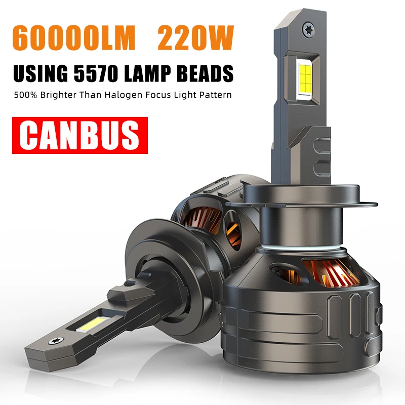 220W H7 LED Turbo Canbus Car Headlight Bulb 60000LM H1 H4 H8 H11 H9 9005 HB3 9006 HB4 9012 Auto HeadLamp 6000K