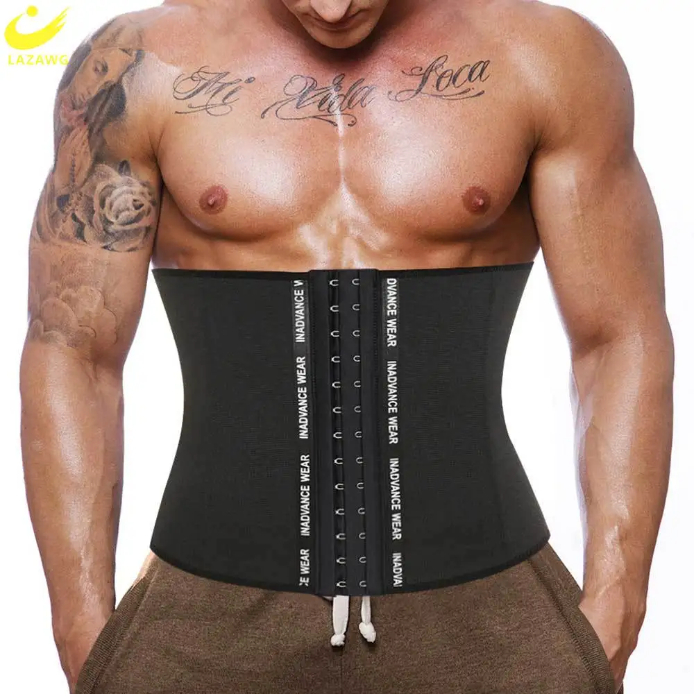 LAZAWG Men Waist Trainer Corset for Weight Loss Belt Body Shaper Belly Control Waist Cincher Slimming Band Fat Burner Fitness