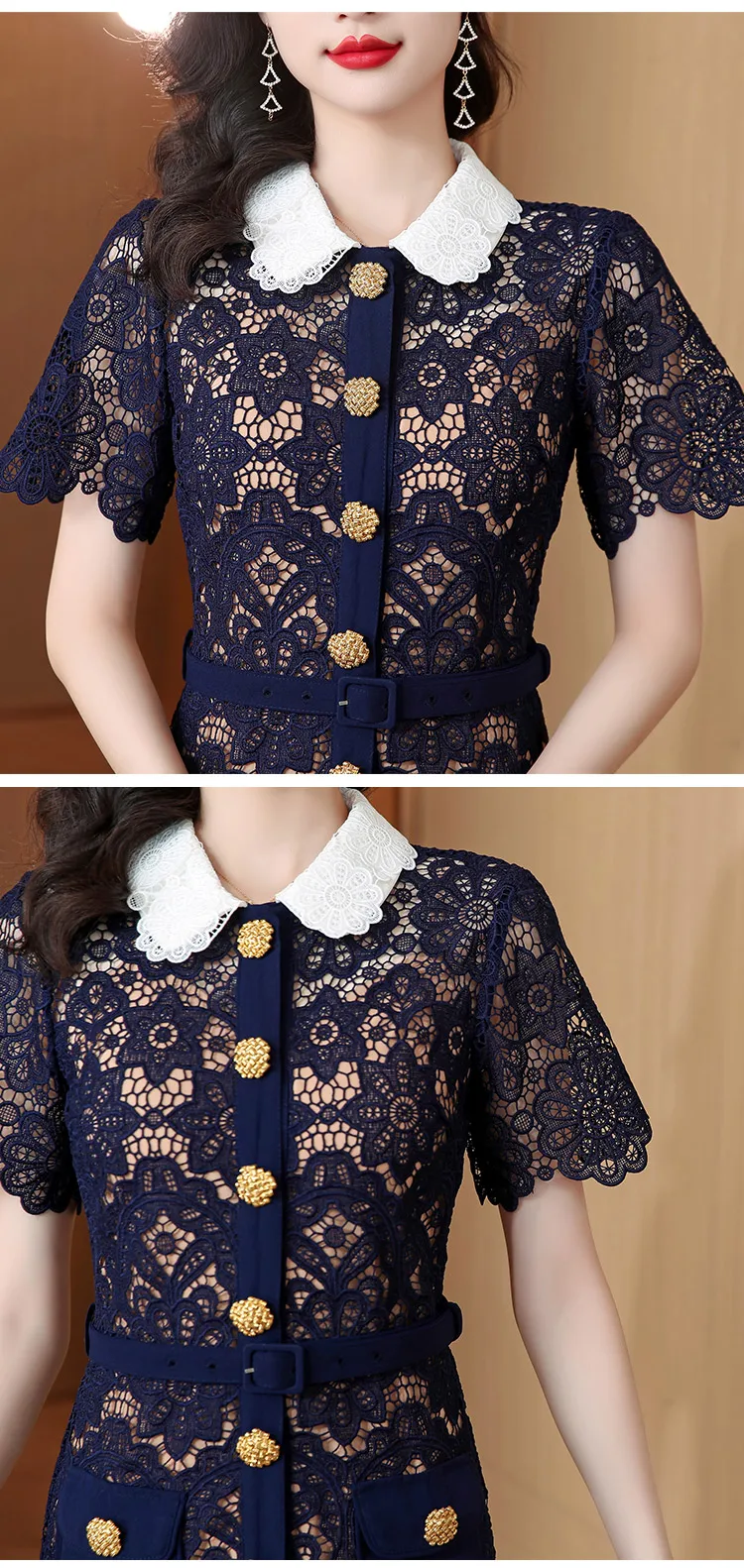 Новинка лета 2023 синее шелковое платье с вышивкой Женские французские длинные