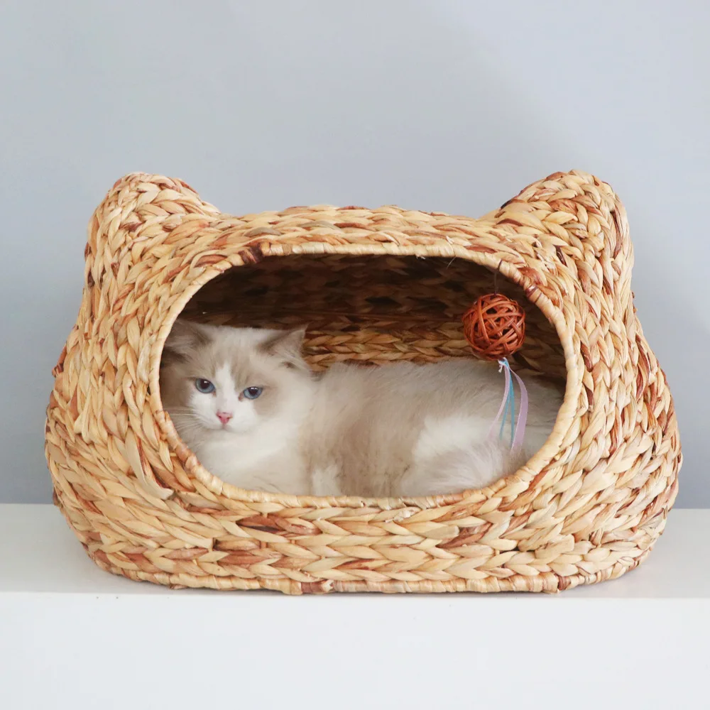 Моющееся плетеное кошачье гнездо из ротанга Всесезонная универсальная клетка