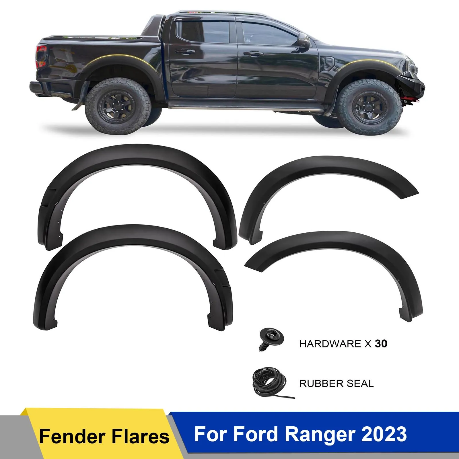 

4pcs Front Wheel Arch Fender Flares Protector FOR Ford Ranger Next Gen T9 2022 2023 Wildtrak Sport XLT XLS XL 4X4 Car Styling