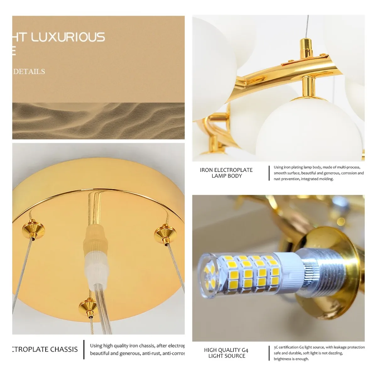 Дешево Светодиодные люстры со стеклянными шариками в скандинавском стиле, G4