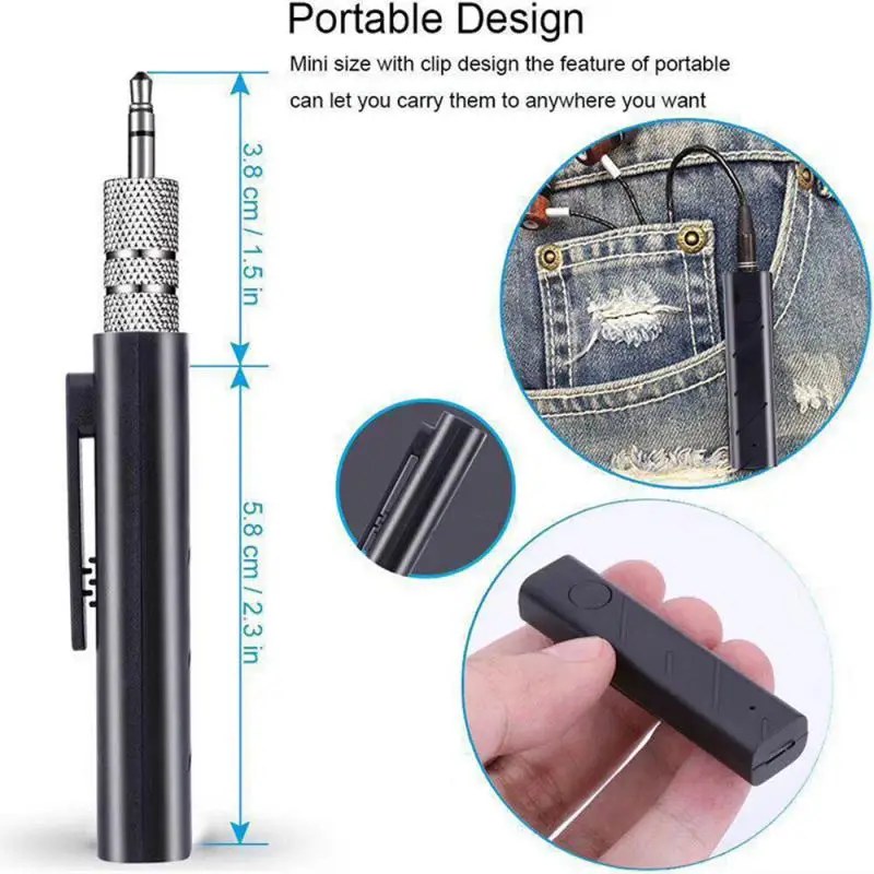 

Fashion Mini 3.5MM Jack AUX Audio MP3 Music Bluetooth Receiver Car Kit Wireless Handsfree Speaker Headphone Adapter For Iphone