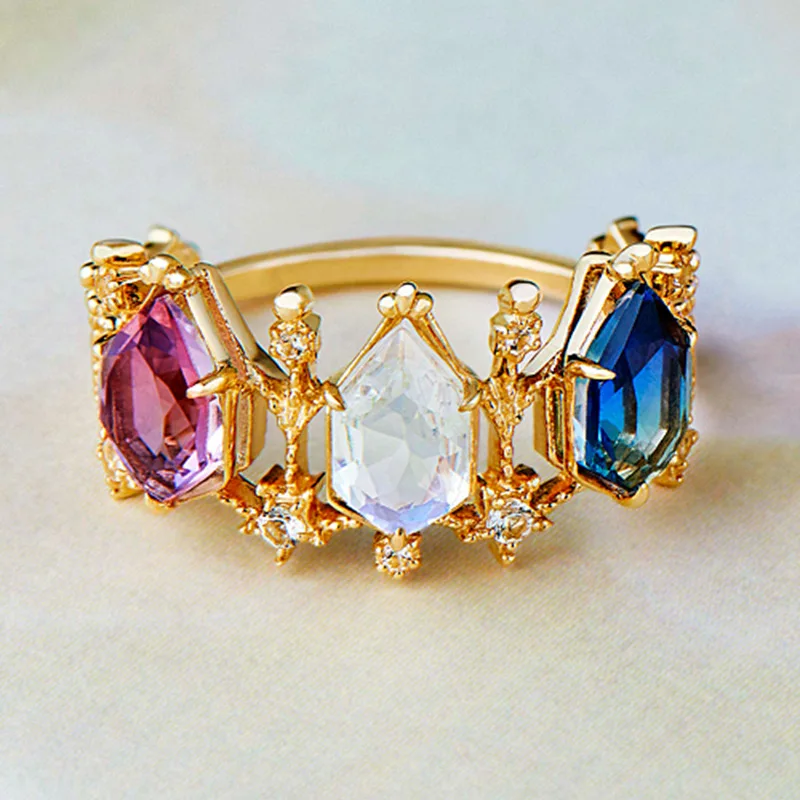 

925ss Fashion retro women's ring crystal lamp silver plated ring diamond lattice ring women's fashion gem ring