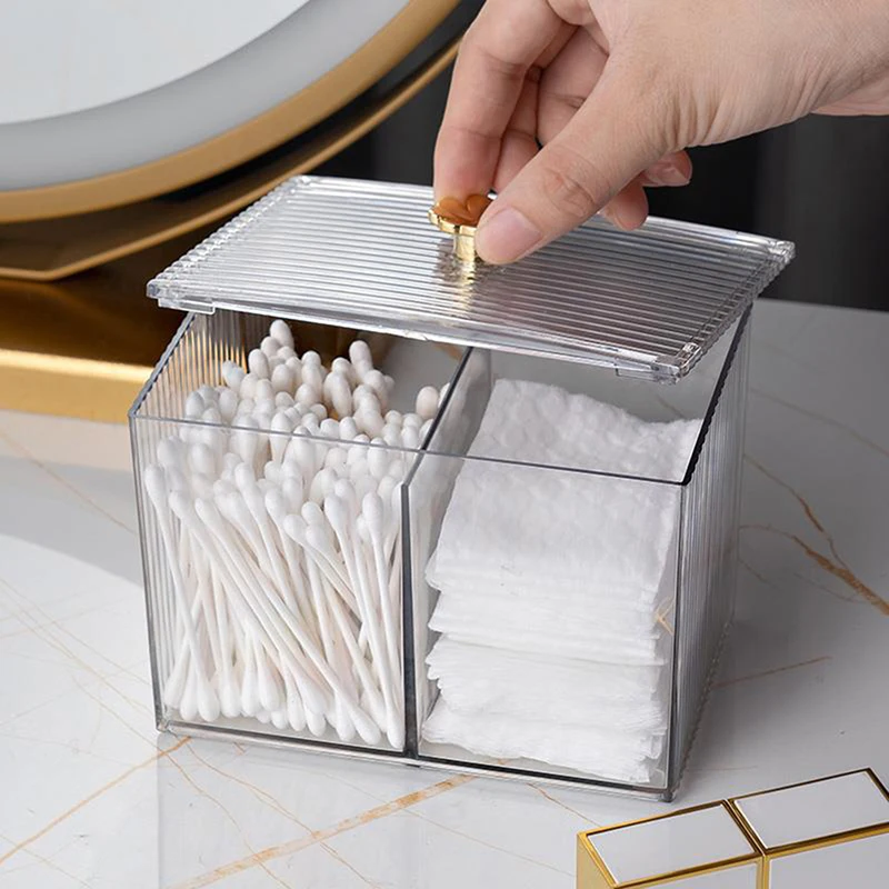 

Makeup Storage Organizer Bathroom Jar Cotton Swab Storage Square Container Cotton Puff Storage Box Cosmetic Cotton Box